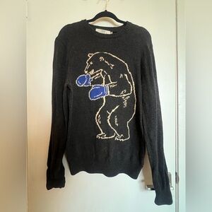 Men's H&M Black Sweater with Boxing Bear Design